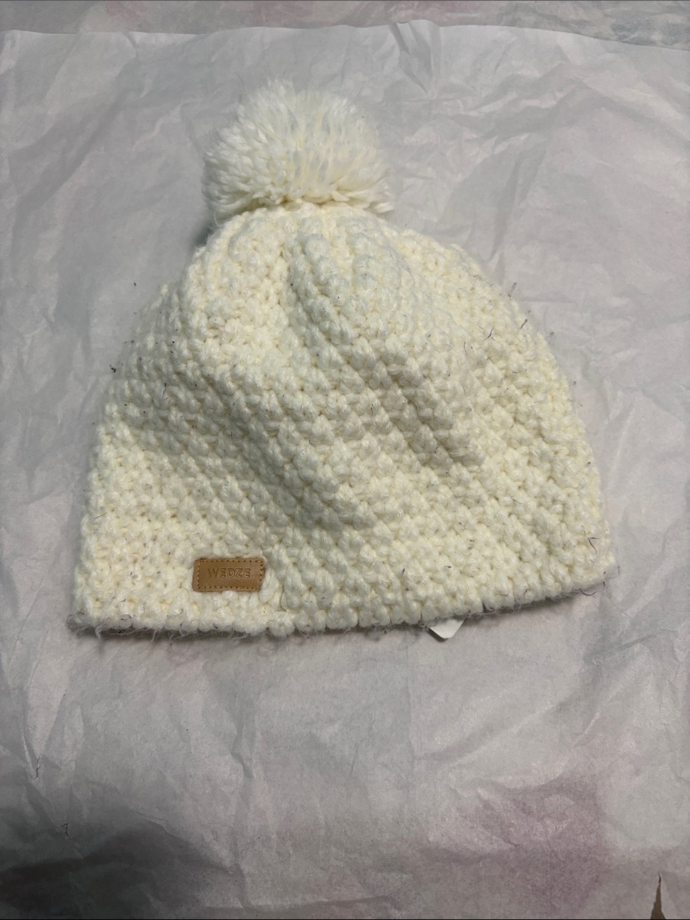 edge Cream Knit Pom Beanie